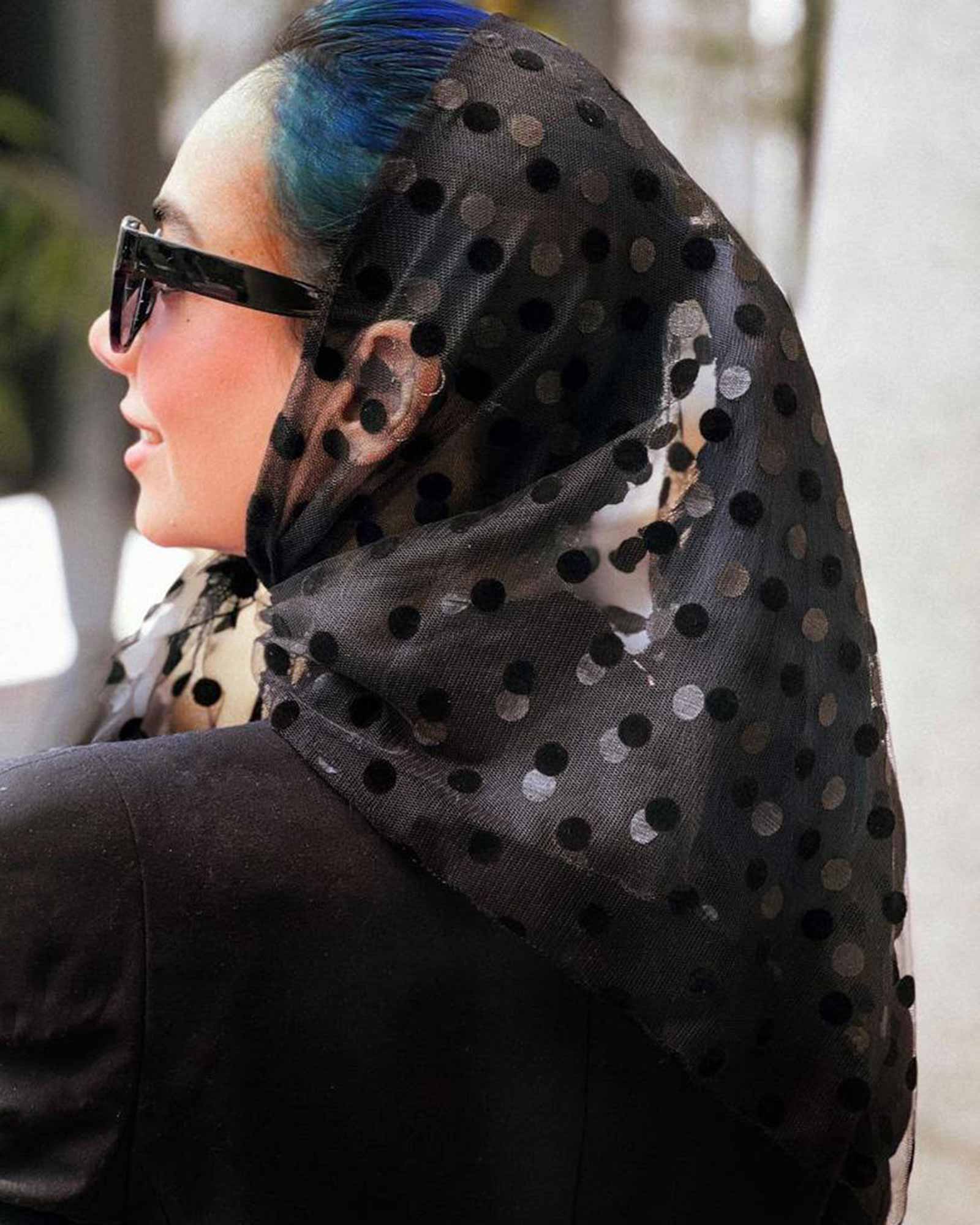 مینی اسکارف زنانه توری گلدوزی شده