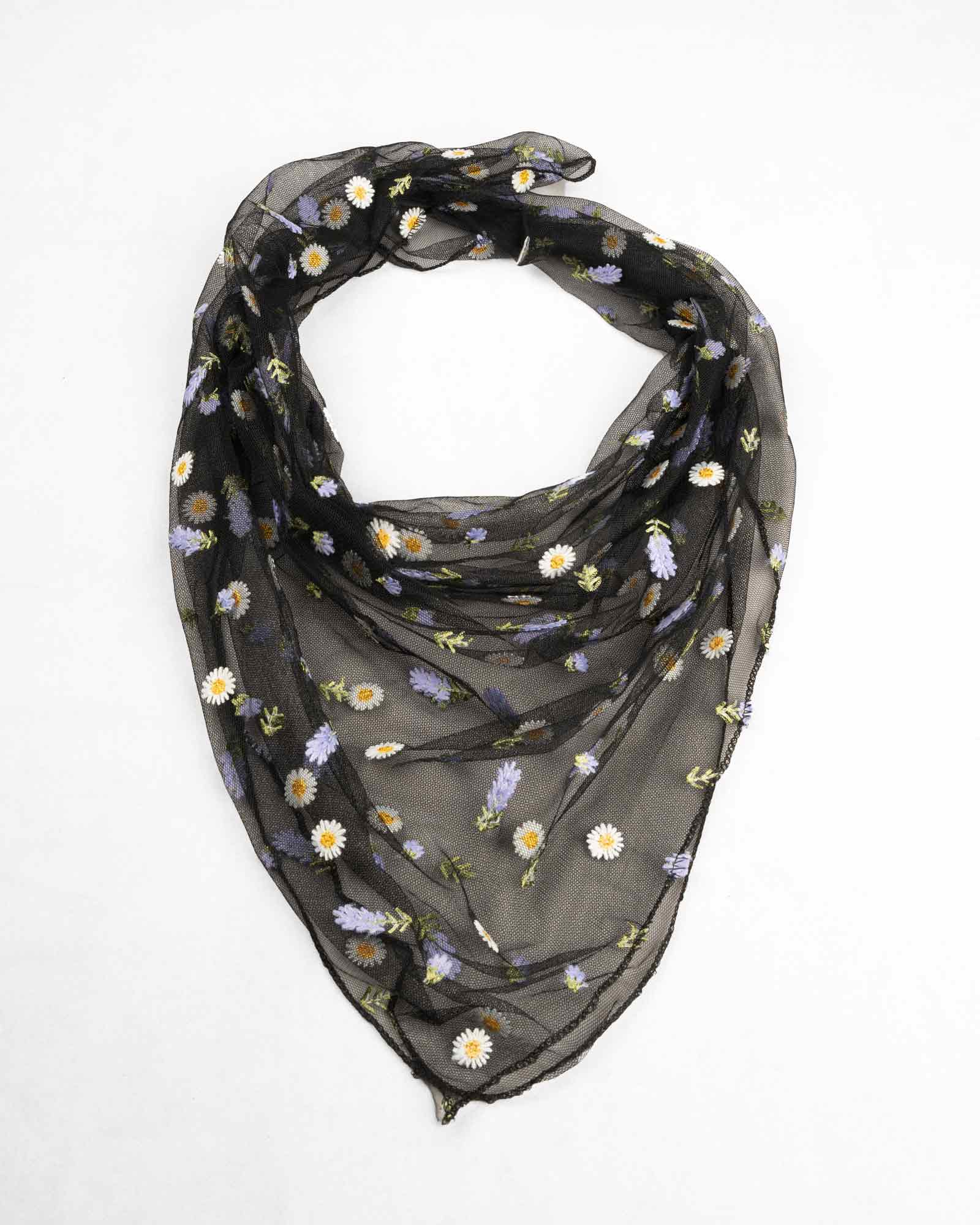 مینی اسکارف زنانه توری گلدوزی شده