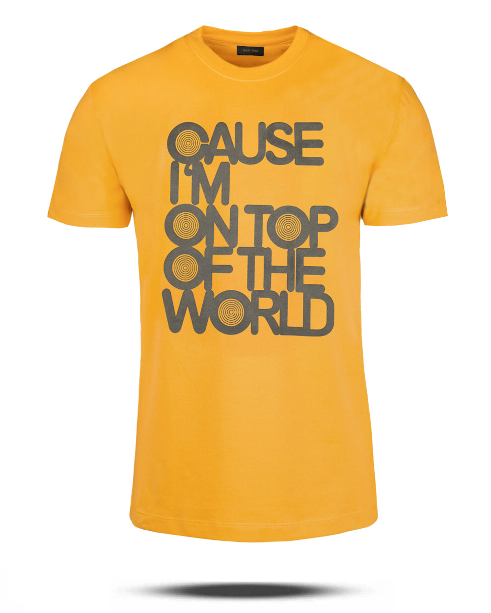 تیشرت مردانه نخی طرح دار vk021327 - عسلی