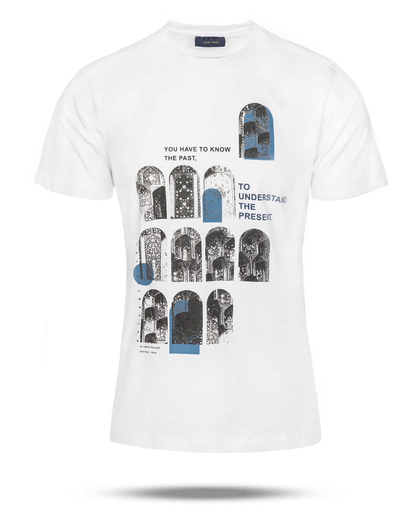 تیشرت طرح دار مردانه 2197 - سفید