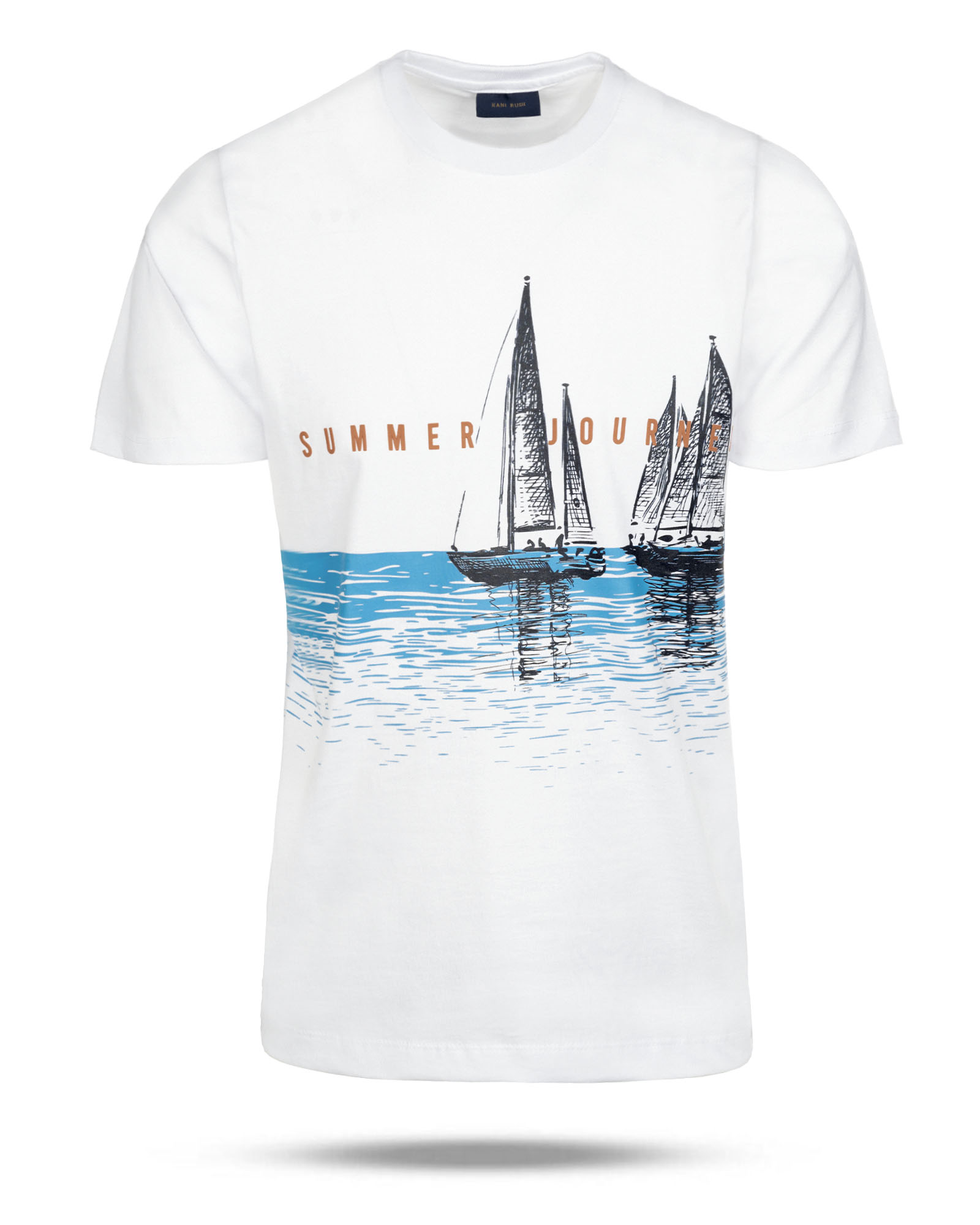 تیشرت طرح دار مردانه 2198 - سفید