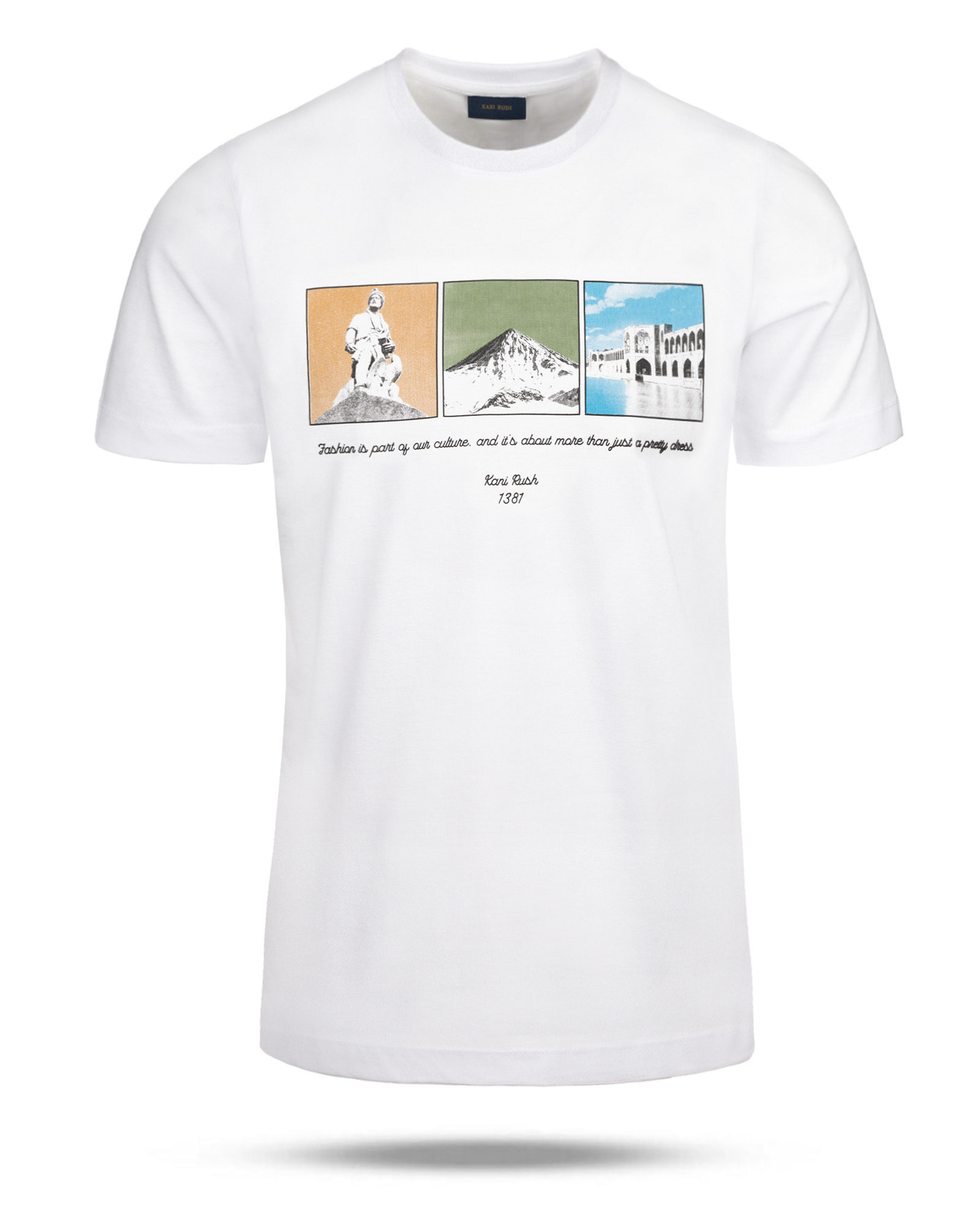 تیشرت طرح دار مردانه 2199 - سفید