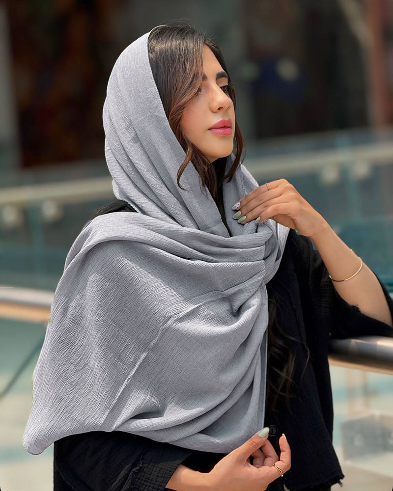 شال کراش ترک زنانه 2895 - آبی آسمانی