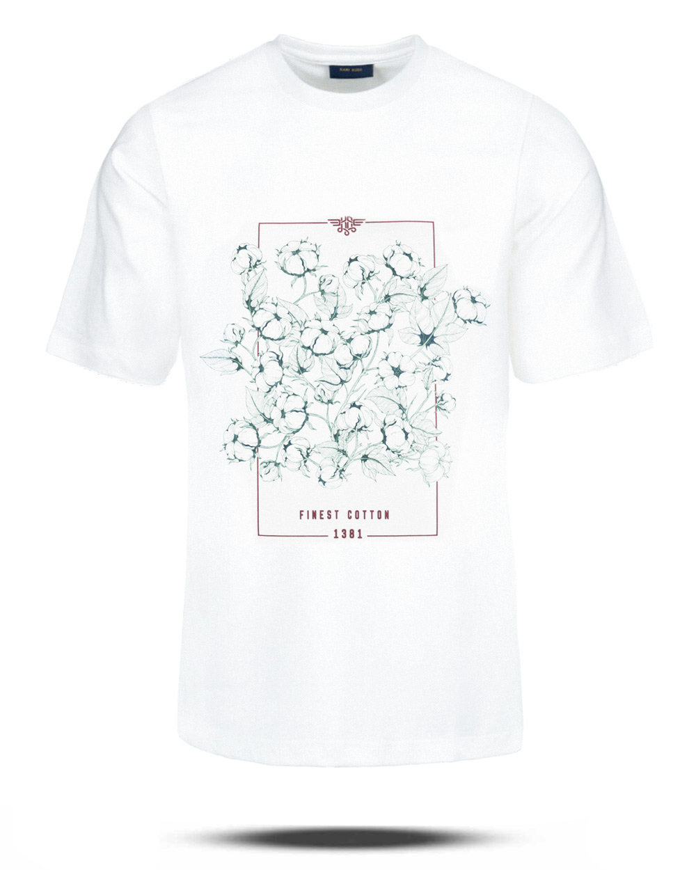 تیشرت طرح گل مردانه 2227 - سفید