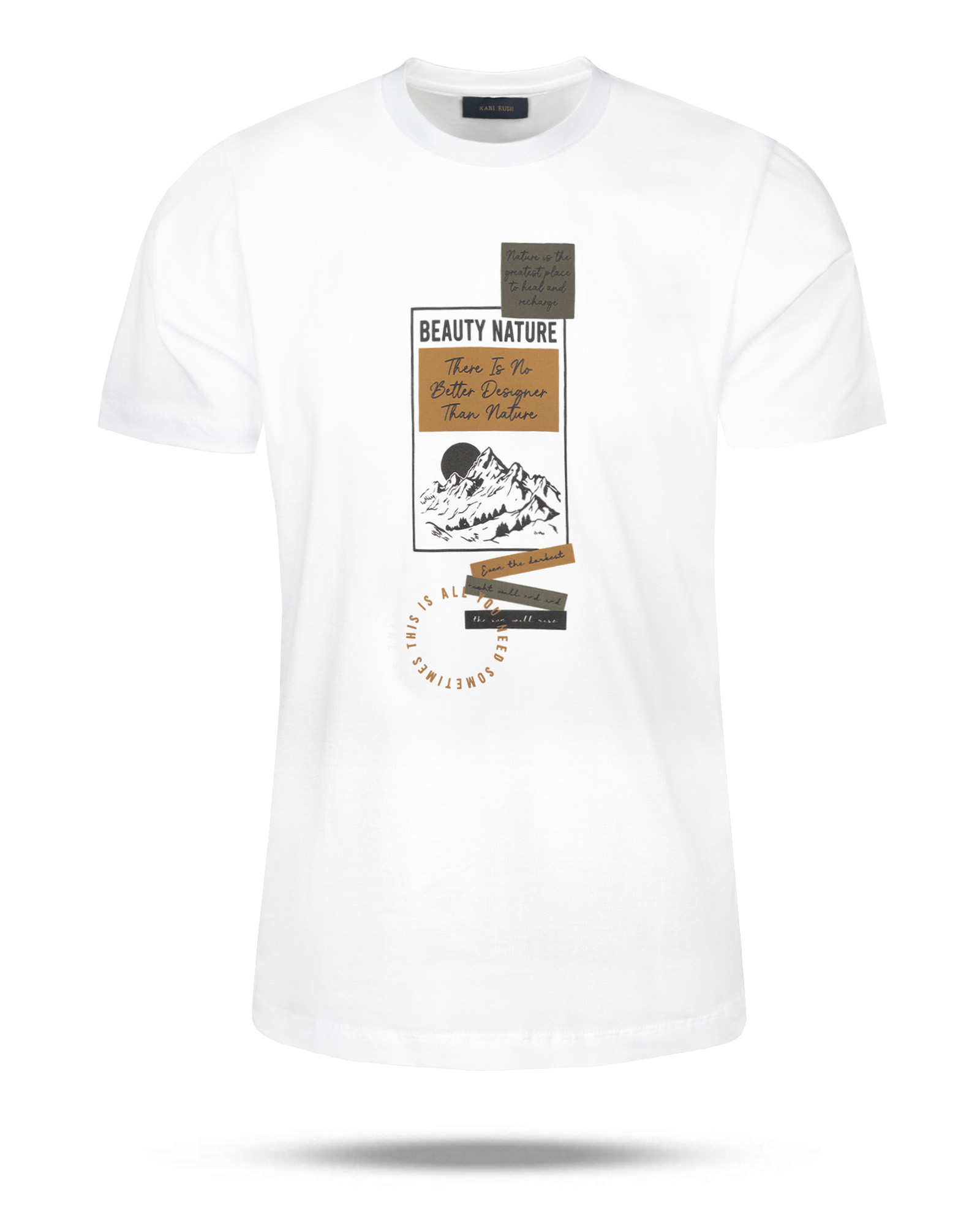 تیشرت مردانه طرح کوهستان 2233 - سفید