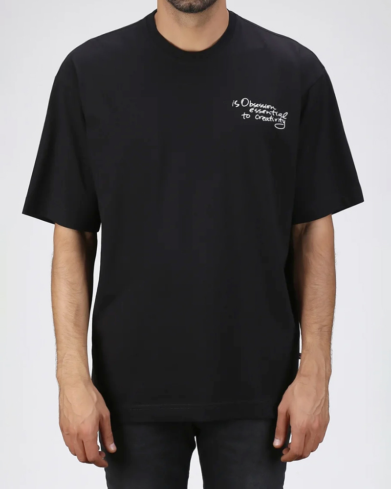 تیشرت نخی طرح دفورمه مردانه 2488 - مشکی