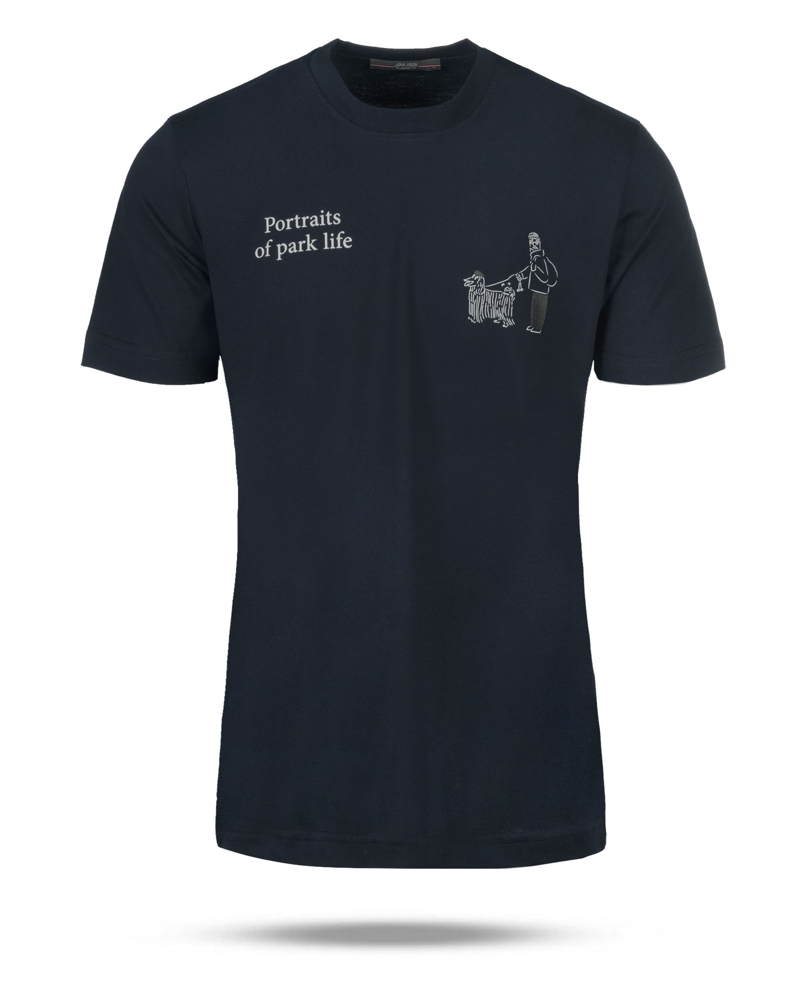 تیشرت پشت گرافیکی مردانه 2491 - سرمه‌ای تیره