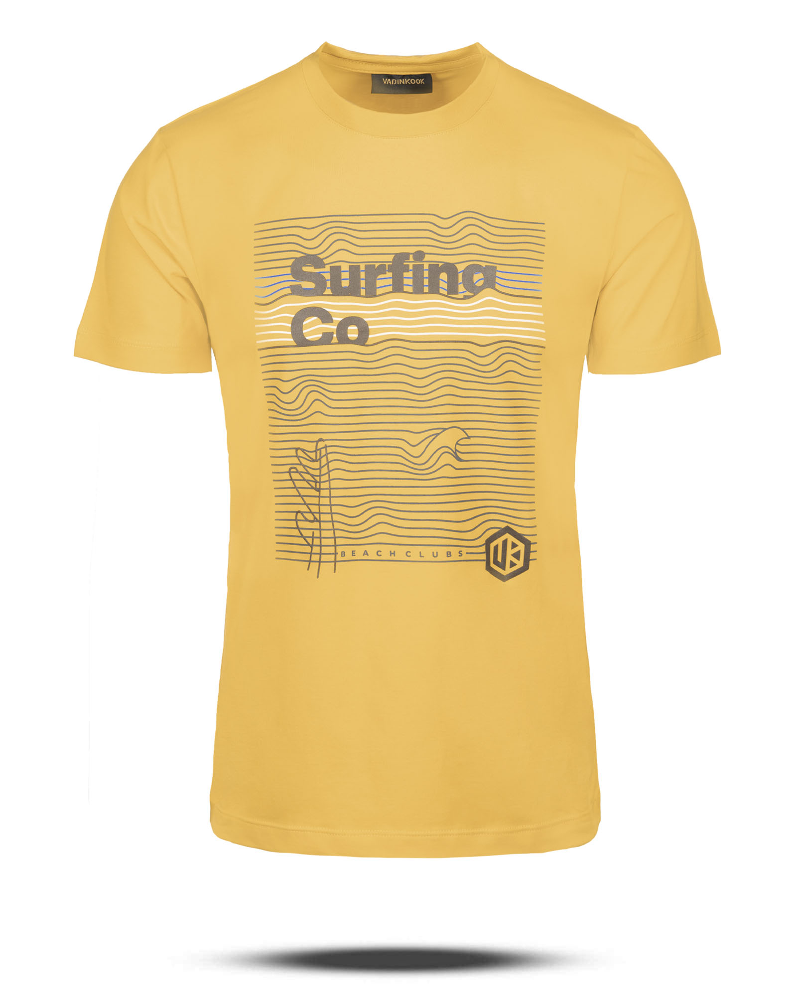 تیشرت مردانه نخی طرح موج vk021400 - زرد