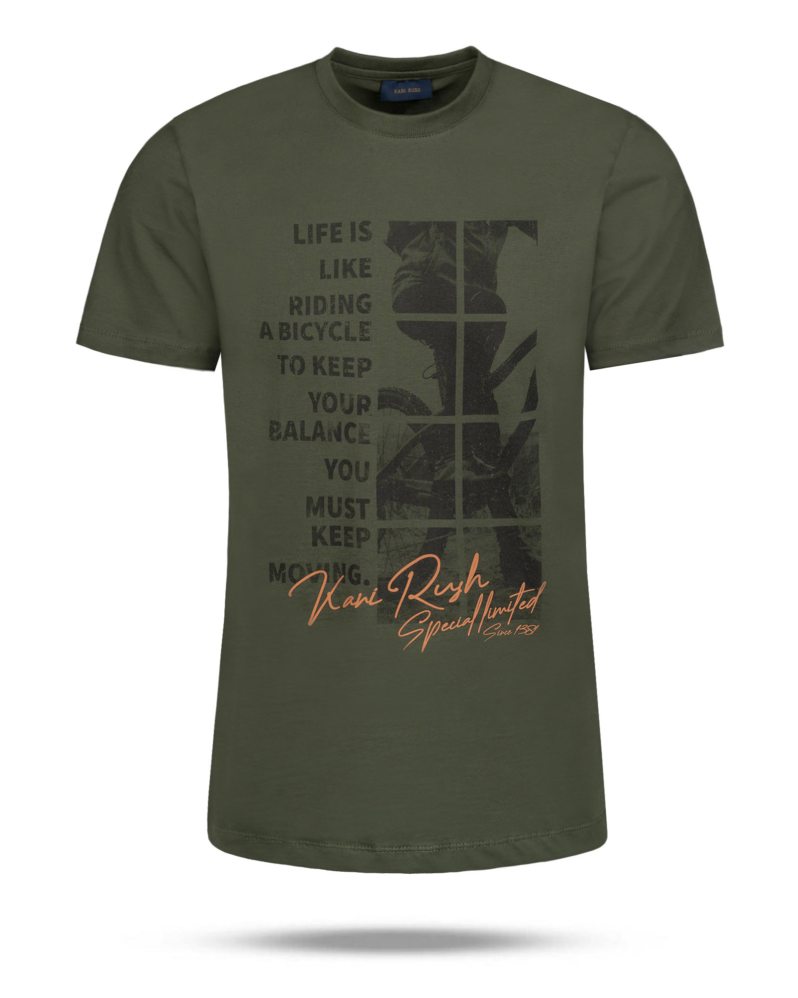 تیشرت مردانه نخی 2214 - زیتونی سیر