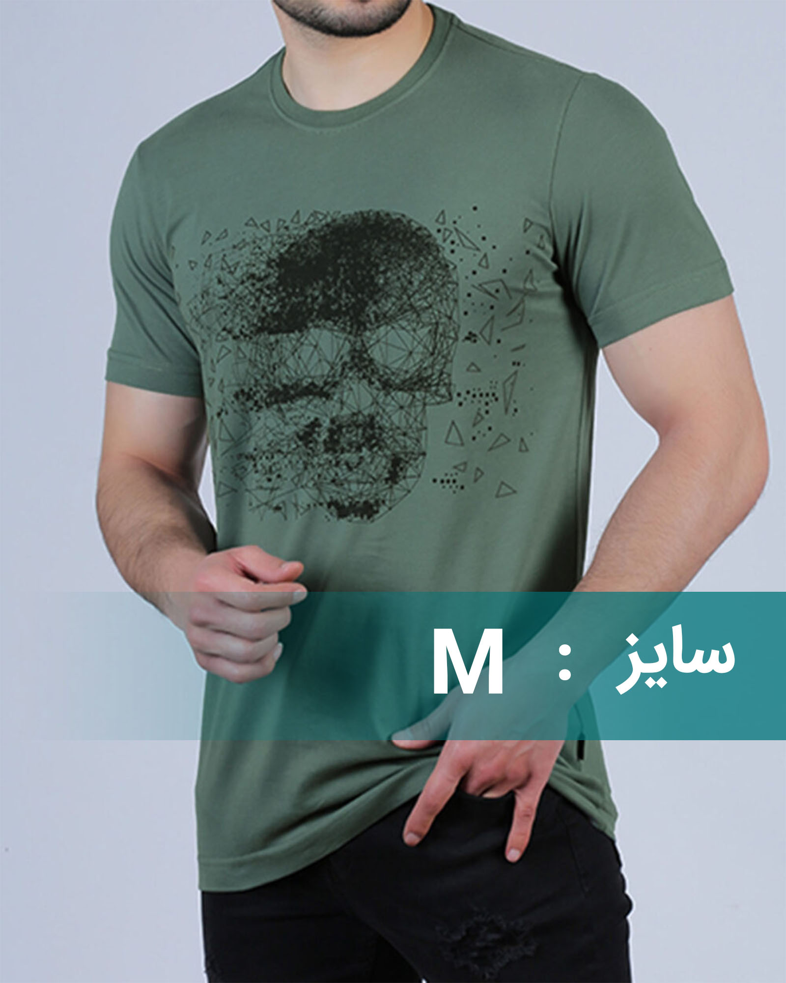 تیشرت طرح دار مردانه 0235 - سبز ارتشى