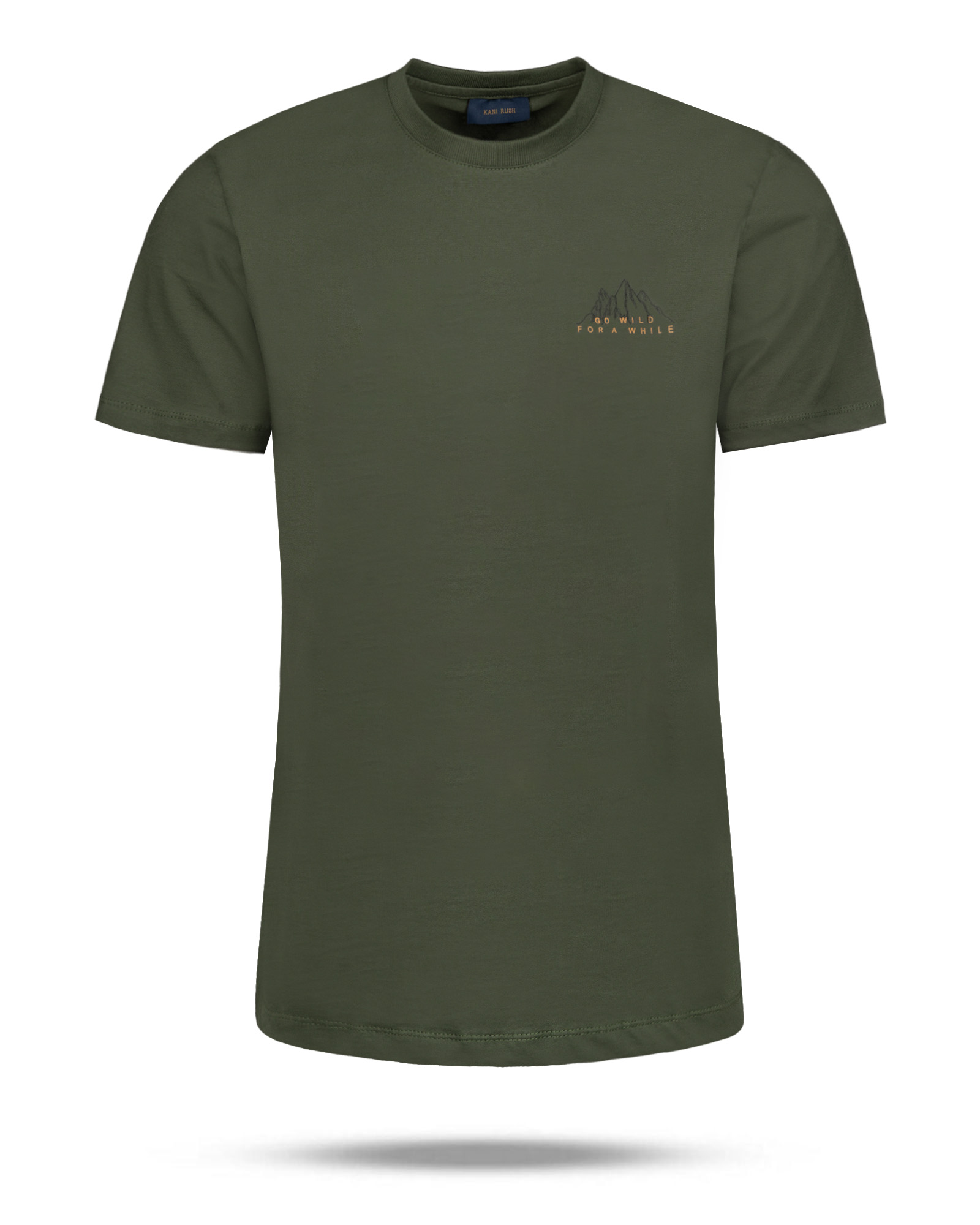 تیشرت مردانه طرح دار نخی 2210 - زیتونی سیر