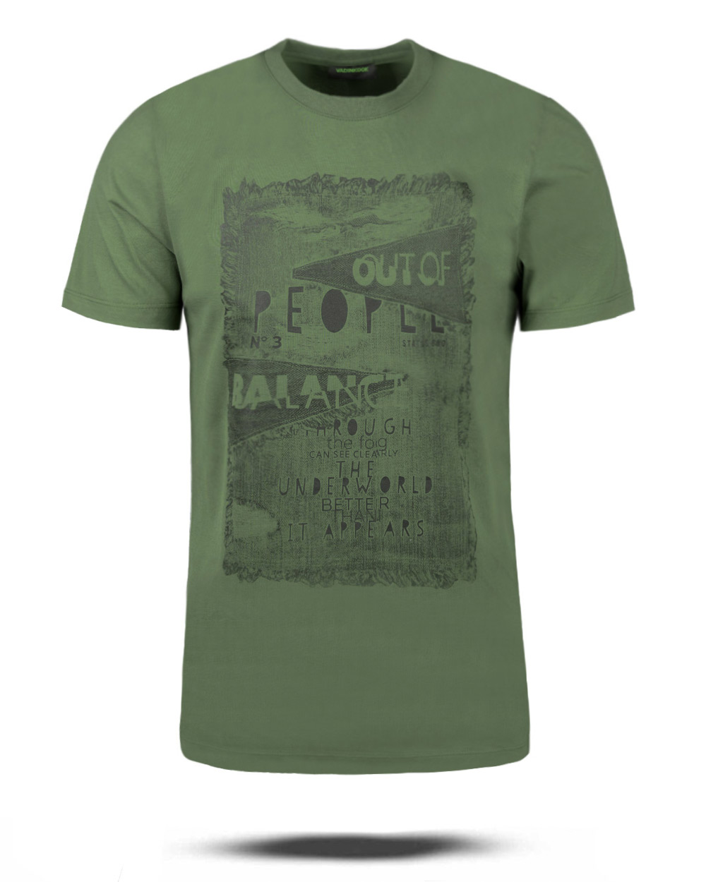 تیشرت مردانه طرح دار vk021388 - زیتونی سیر