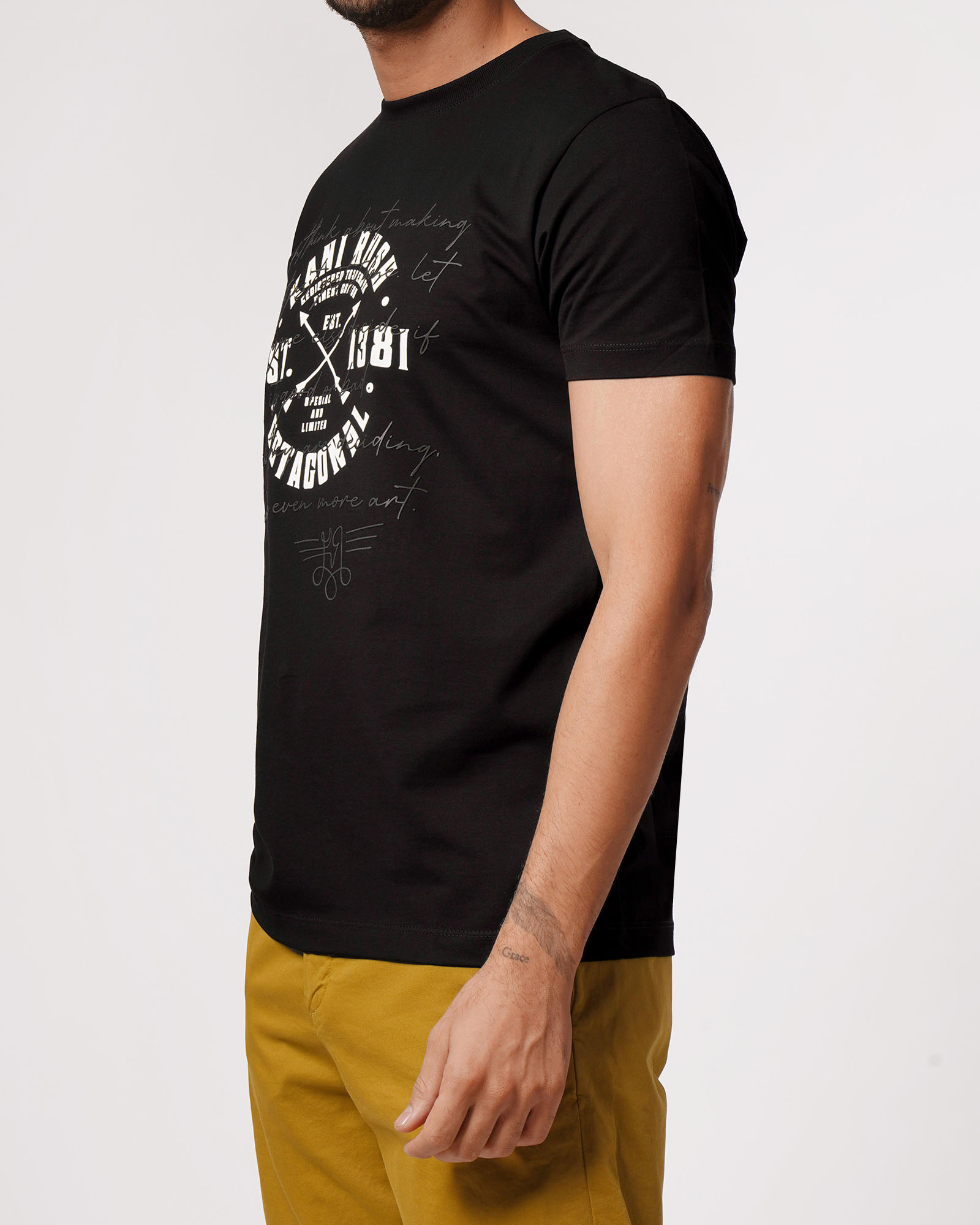 تیشرت طرح دار مردانه 2188 - مشکی