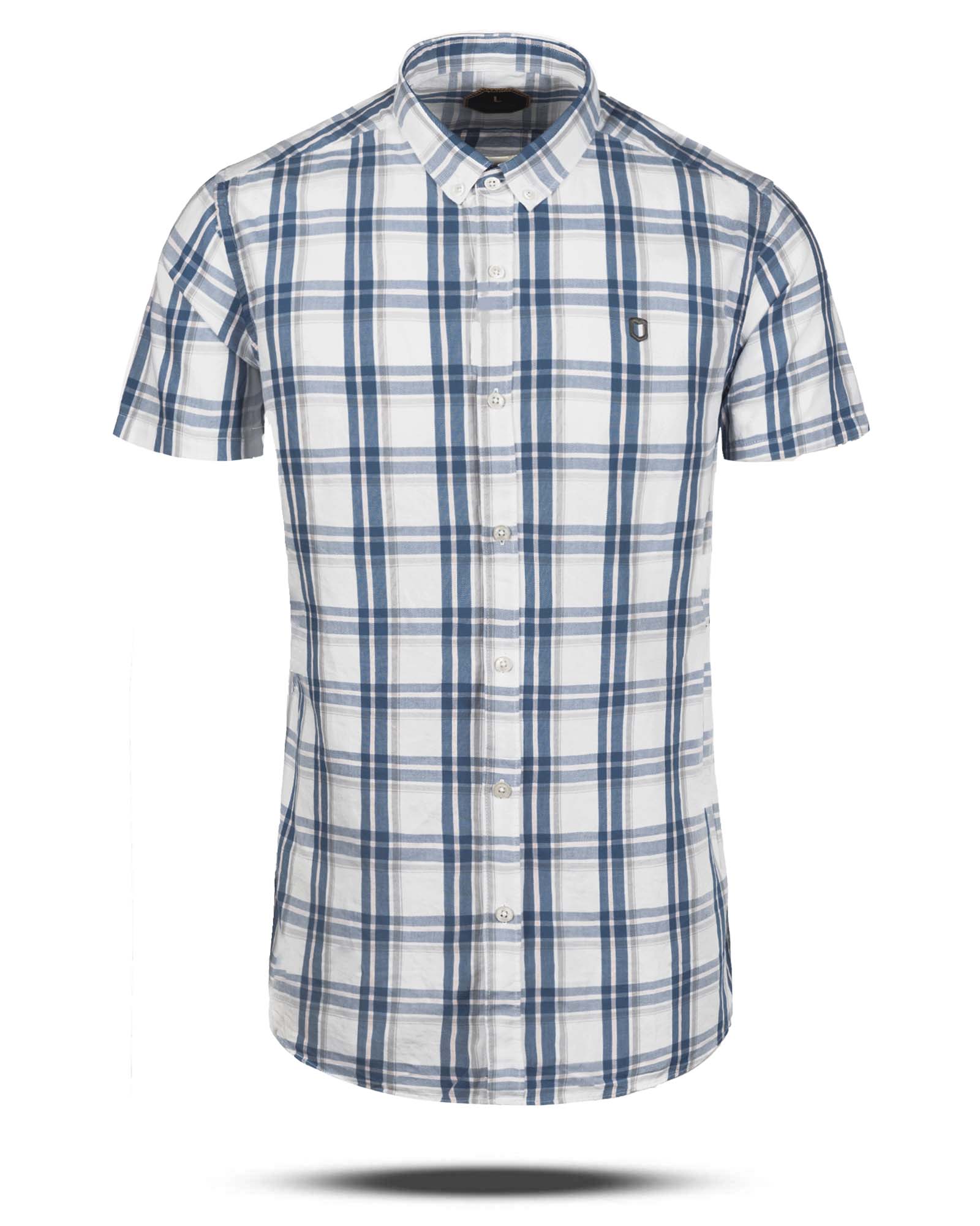 پیراهن چهارخانه مردانه 4019 - سفید