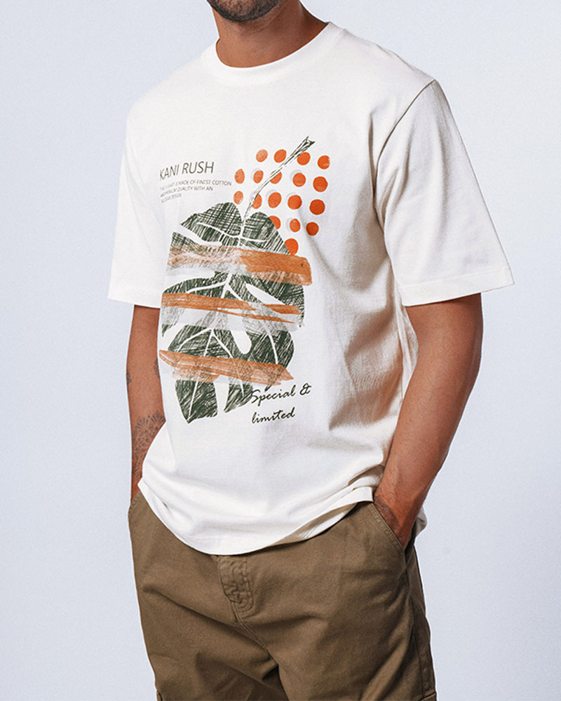 تیشرت نخی طرح دار مردانه 2169 - شیرى