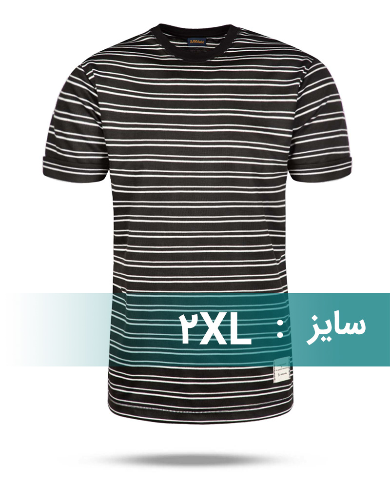 تیشرت راه راه مردانه 021175 - مشکی