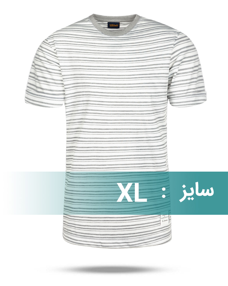 تیشرت راه راه مردانه 021175 - سفید