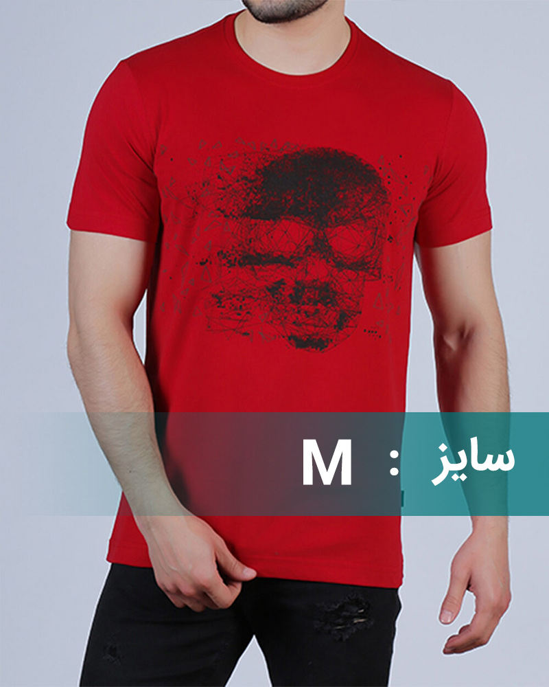 تیشرت طرح دار مردانه 0235 - قرمز