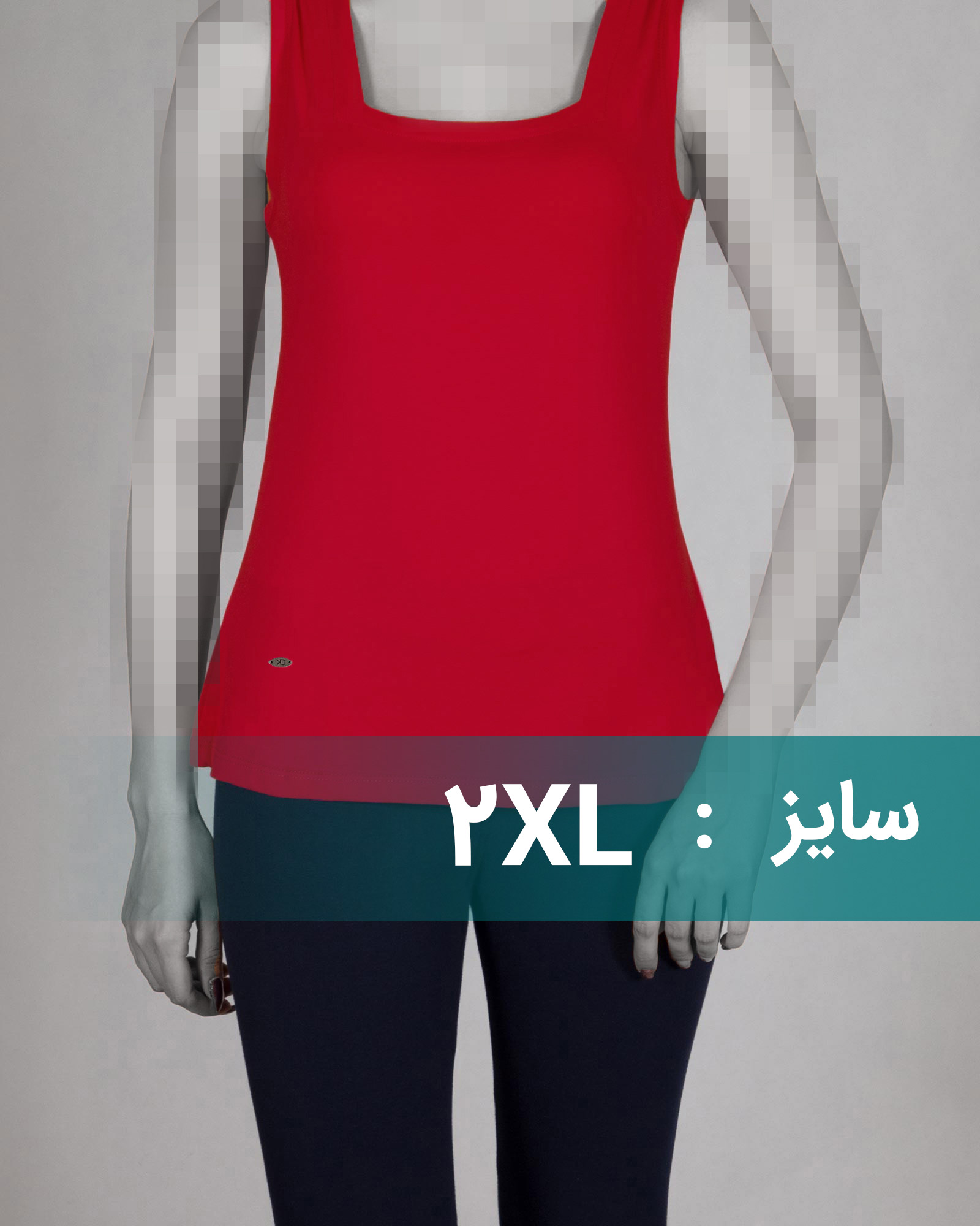 تاپ زنانه ساده یقه خشتی - قرمز