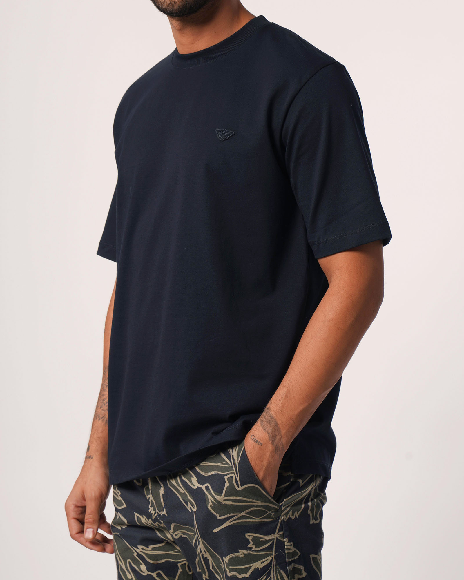 تیشرت ساده مردانه 0352 - سرمه‌ای تیره