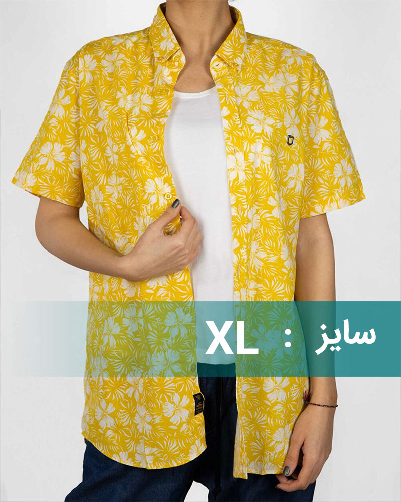 پیراهن آستین کوتاه زنانه طرح هاوایی - زرد
