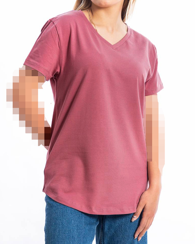 تیشرت نخی زنانه 2554 - صورتی تیره