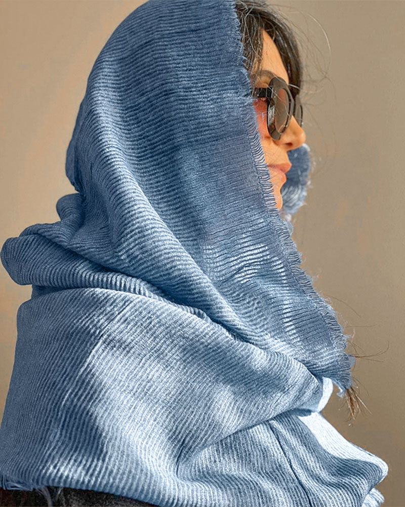 شال زنانه کنفی کبریتی4431 - نیلی