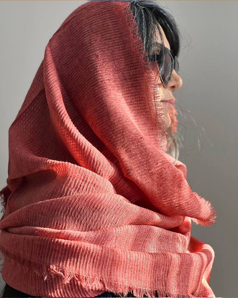 شال زنانه کنفی کبریتی4431 - آجری