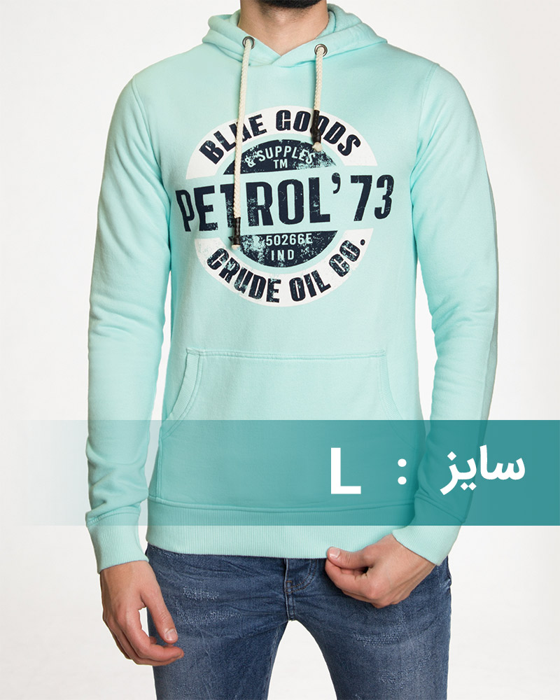 هودی نخ پنبه ای طرح دار مردانه - آبی آسمانی