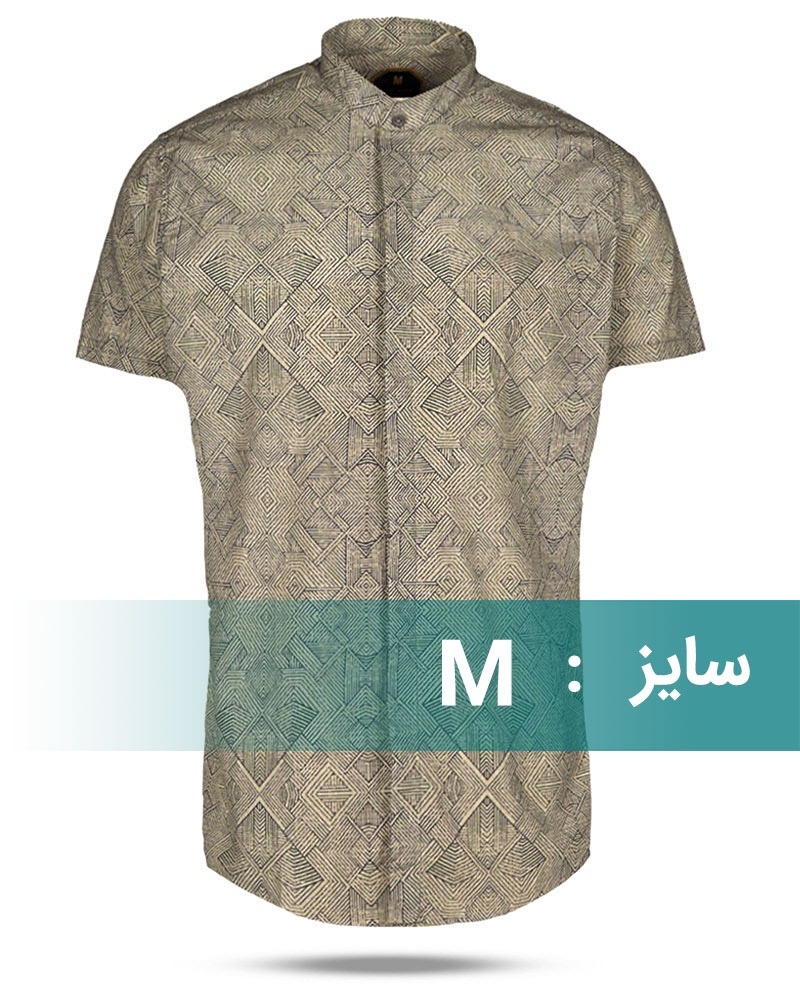 پیراهن هاوایی مردانه 4023 - خاکی