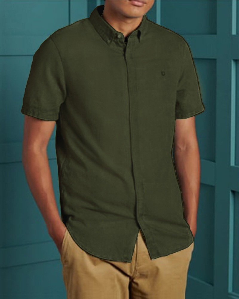 پیراهن ساده مردانه 4041 - یشمی