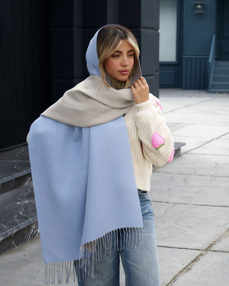 شال موهر زنانه 5173 - آبی روشن