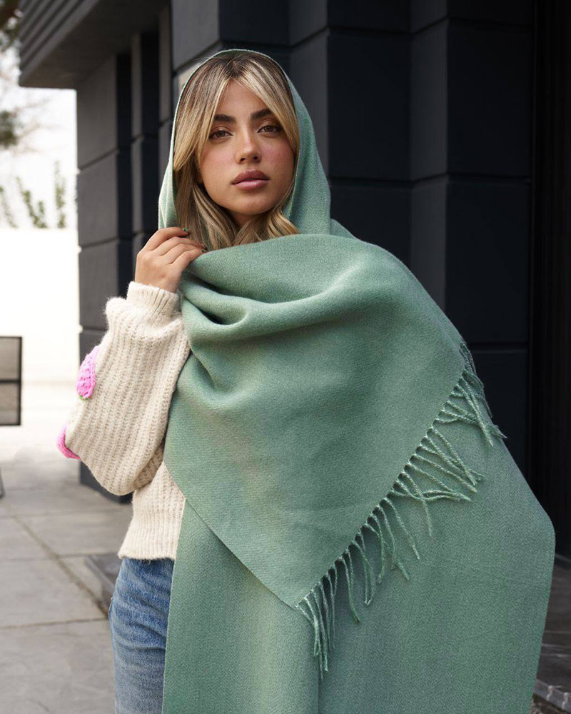 شال موهر زنانه 5173 - سبز دریایی