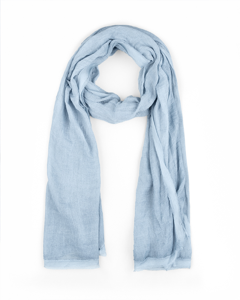 شال حریر حاشیه دار 5437 - آبی روشن