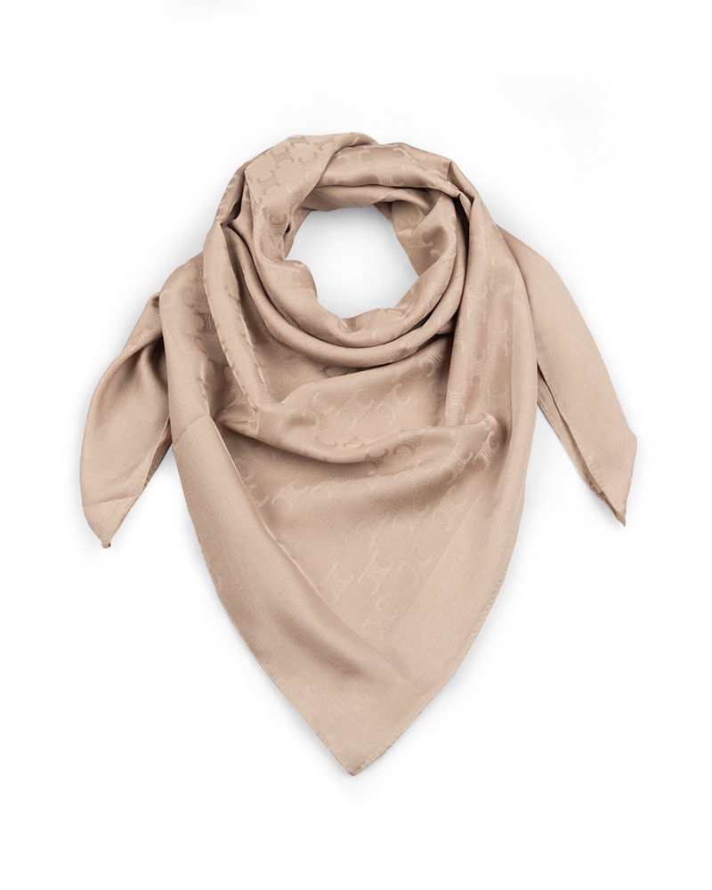 روسری طرح سلین کشمیر 7644 - خاکی