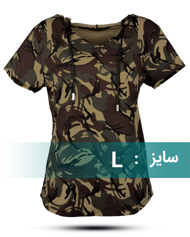 تیشرت کلاه دار زنانه 1318 - سبز ارتشى