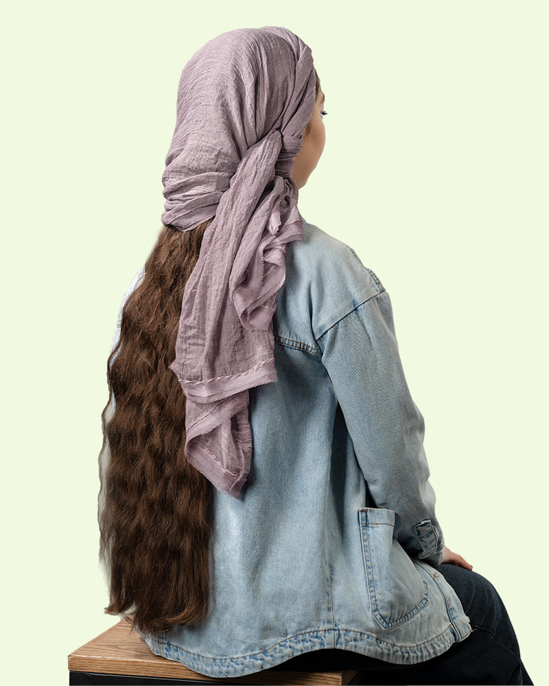 شال حریر حاشیه دار 5437 - یاسی روشن