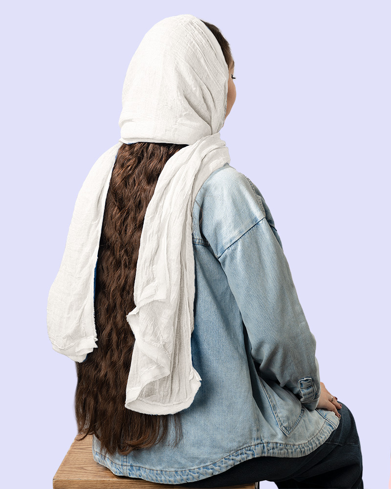 شال حریر حاشیه دار 5437 - خاکستری محو