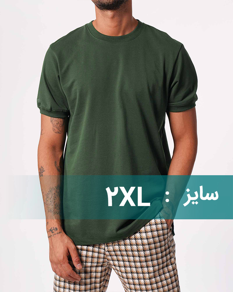 تیشرت ساده مردانه جودون کانی راش2189 - زیتونی سیر