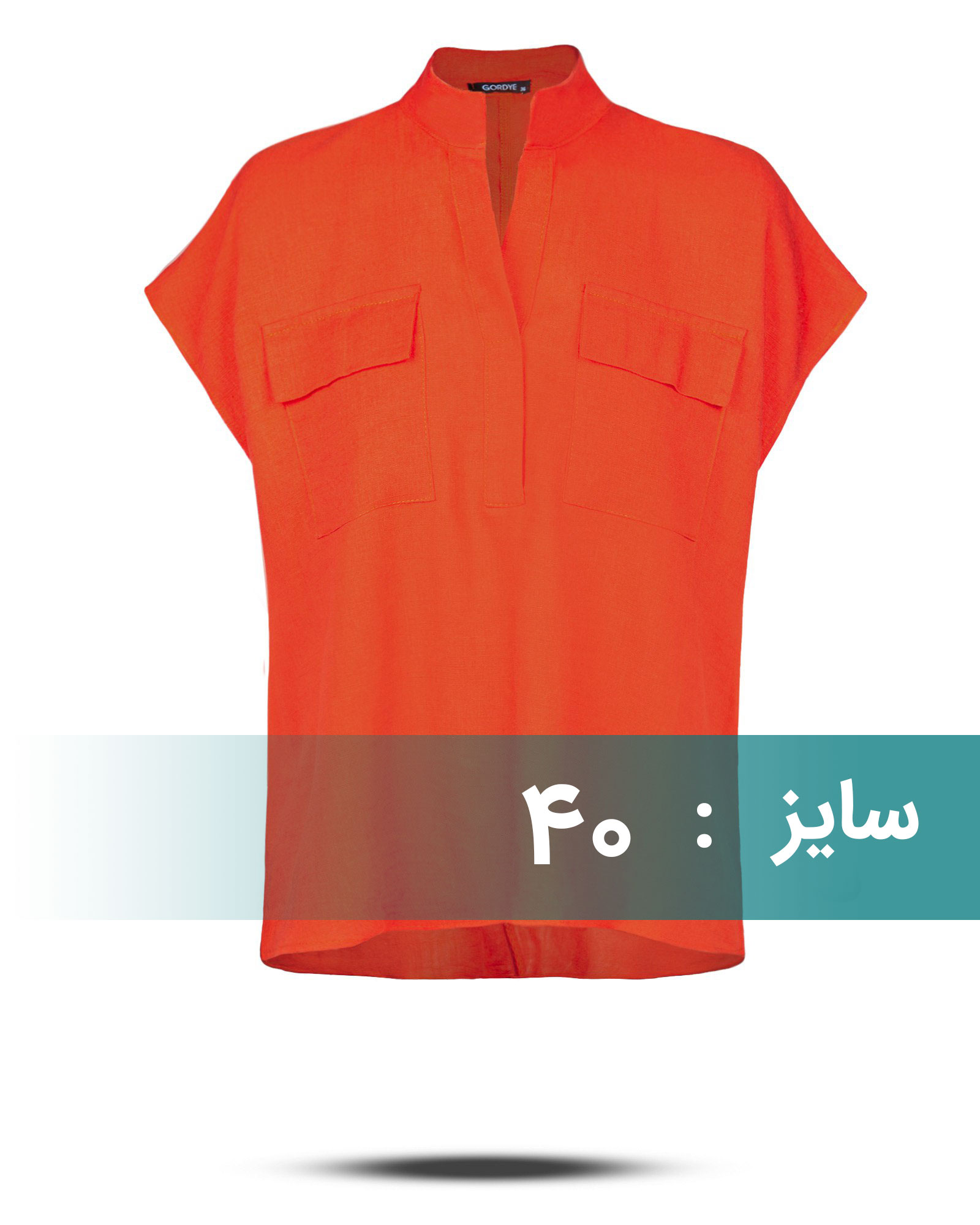 شومیز لینن زنانه 304205 - قرمز نارنجی