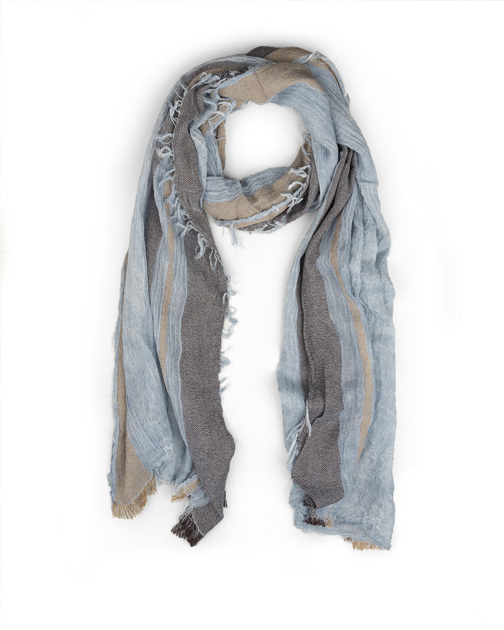 شال کنفی حاشیه دار زنانه 5605 - آبی آسمانی