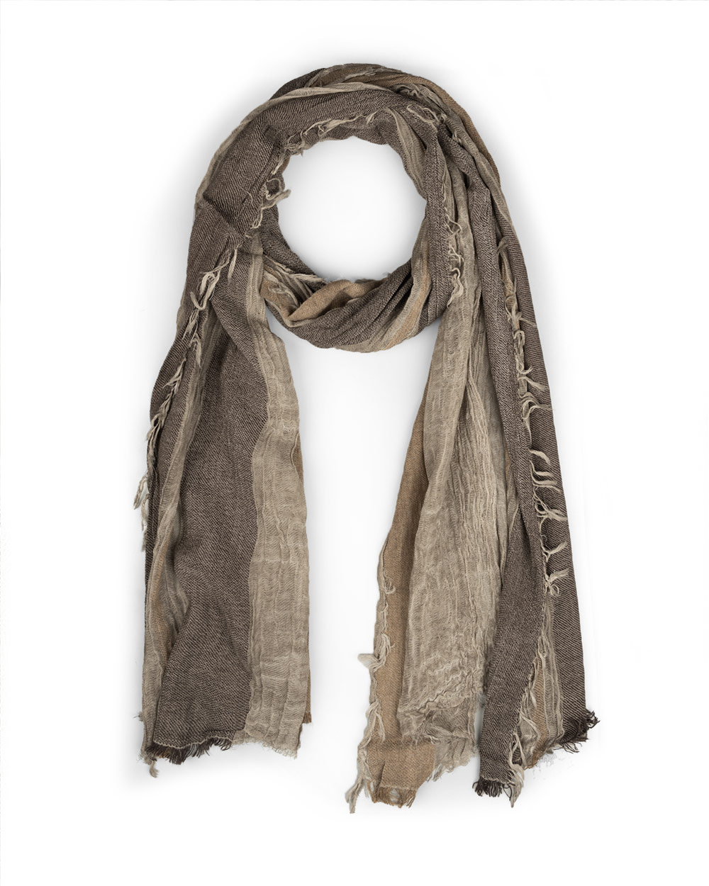 شال کنفی حاشیه دار زنانه 5605 - خاکی