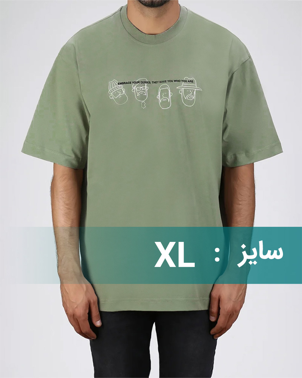 تیشرت مردانه طرح مرد 3048 - زیتونى