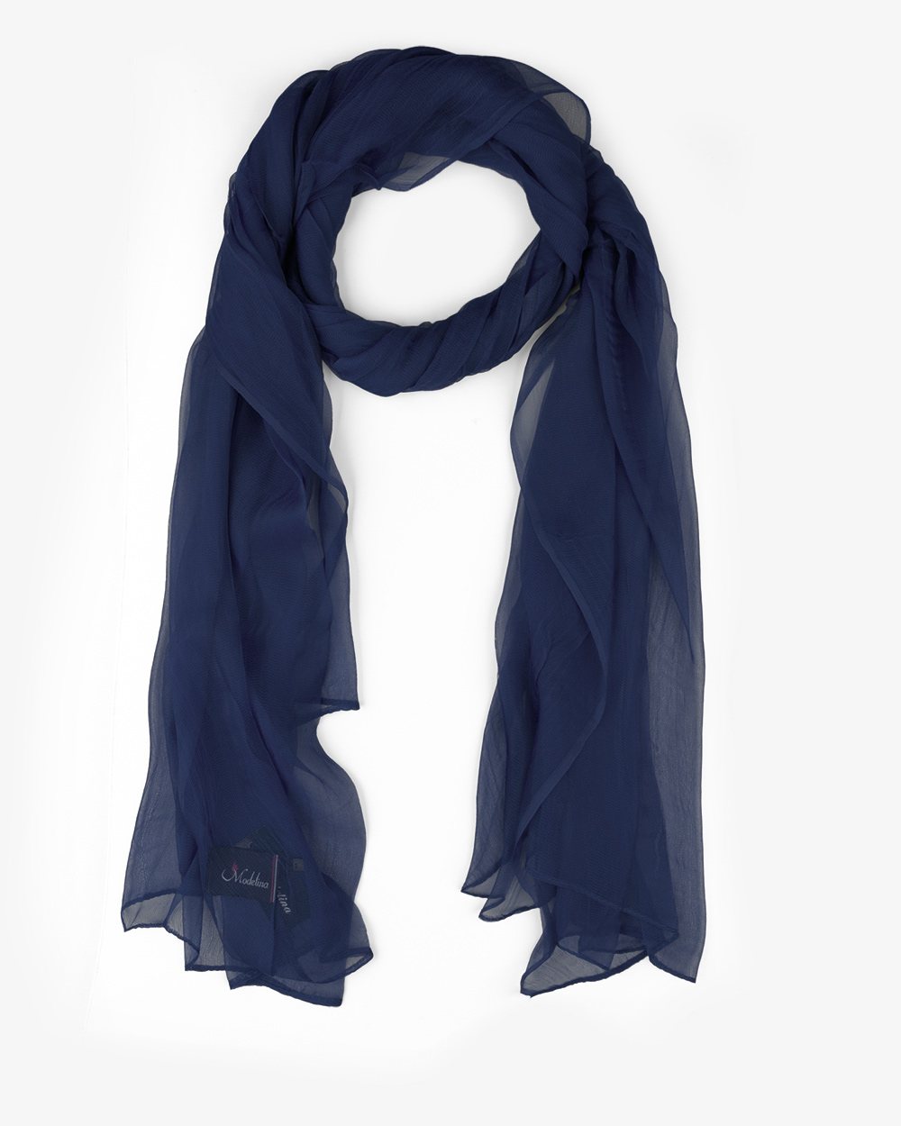 شال حریر ساده زنانه 5352 - سرمه‌ای تیره