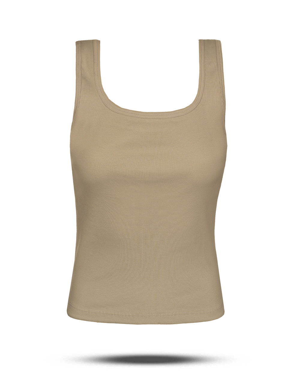 تاپ کشبافت یقه خشتی زنانه 2981 - خاکی