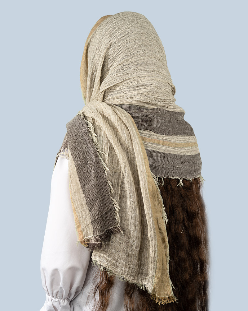 شال کنفی حاشیه دار زنانه 5605 - کرمى