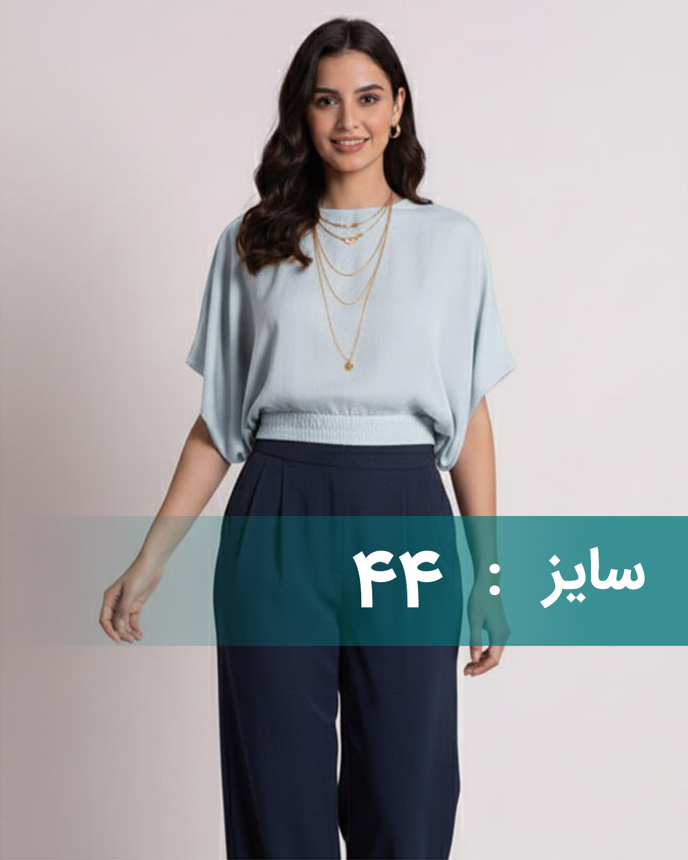 شومیز زنانه نیم تنه - آبی آسمانی