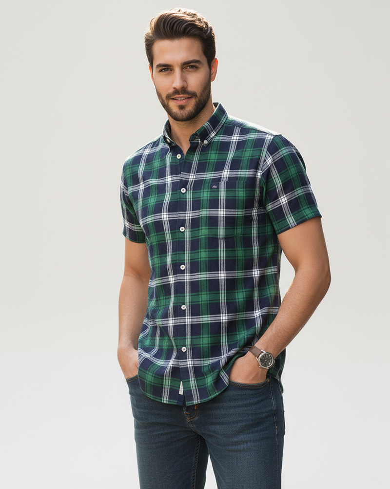 پیراهن مردانه آستین کوتاه VK9919 - سبز