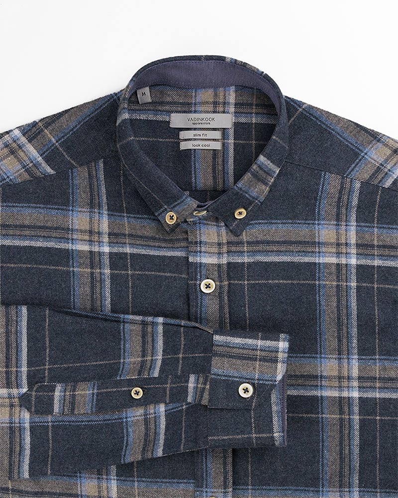 پیراهن مردانه پشمی VKRW99100 - سرمه‌ای