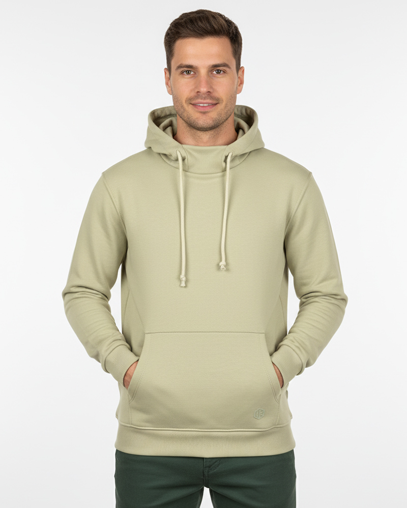 هودی ساده داخل کرک مردانه 01918 - استخوانی